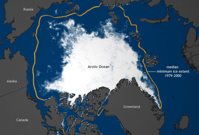 Chart of Arctic sea ice 2011